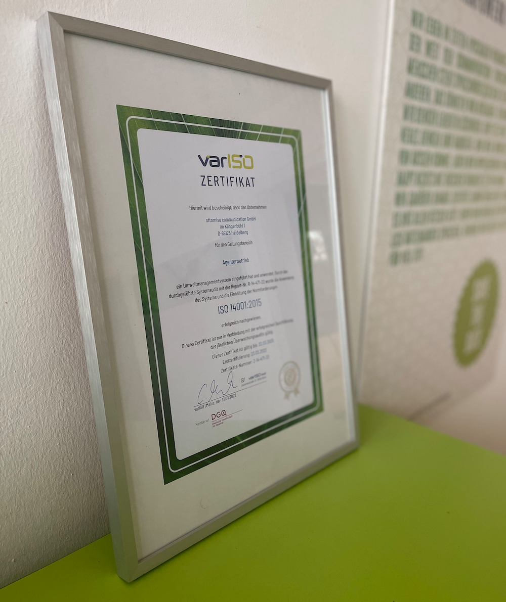 Bild der ISO14001 Zertifizierung
