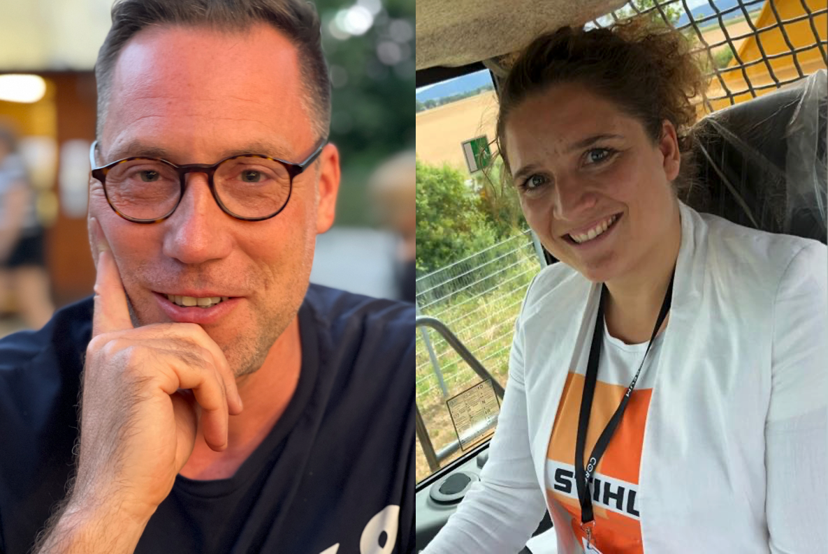 Collage mit Tanja Mayer von STIHL und Jakob Engel von Barmenia